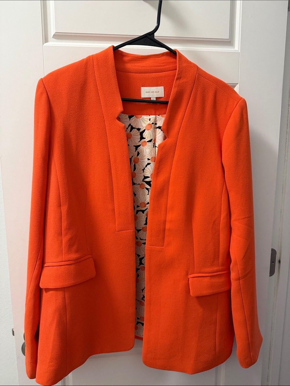 Skies Are Blue Vibrant Orange Open-Front Blazer - Picture 5 of 5